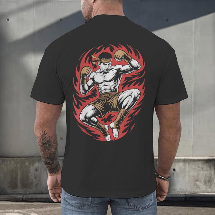 Muay Thai Elbow Strike Silhouette Minimal Clean Sport Men's Back Print T-Shirt