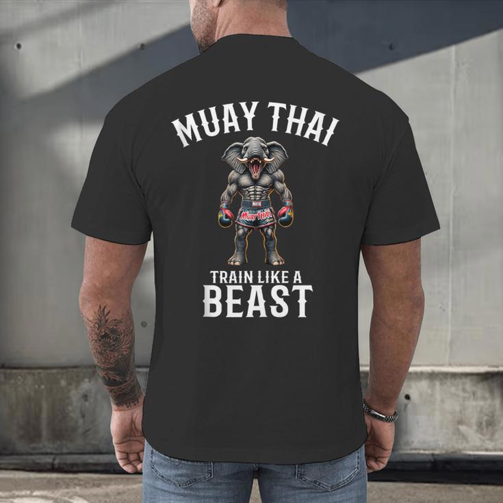 Muay Thai Elephant Kickboxing And Elephant Thai Men's Back Print T-Shirt