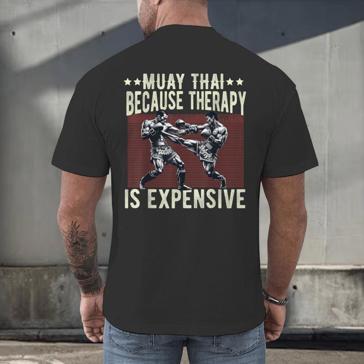 Muay Thai Fighter For Men Dad Boys Thai Kickboxing Fighting Men's Back Print T-Shirt