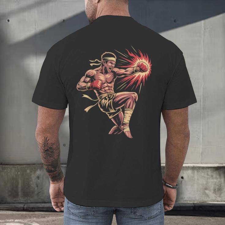 Muay Thai Fighter Southpaw Stance Minimal Silhouette Clean Men's Back Print T-Shirt