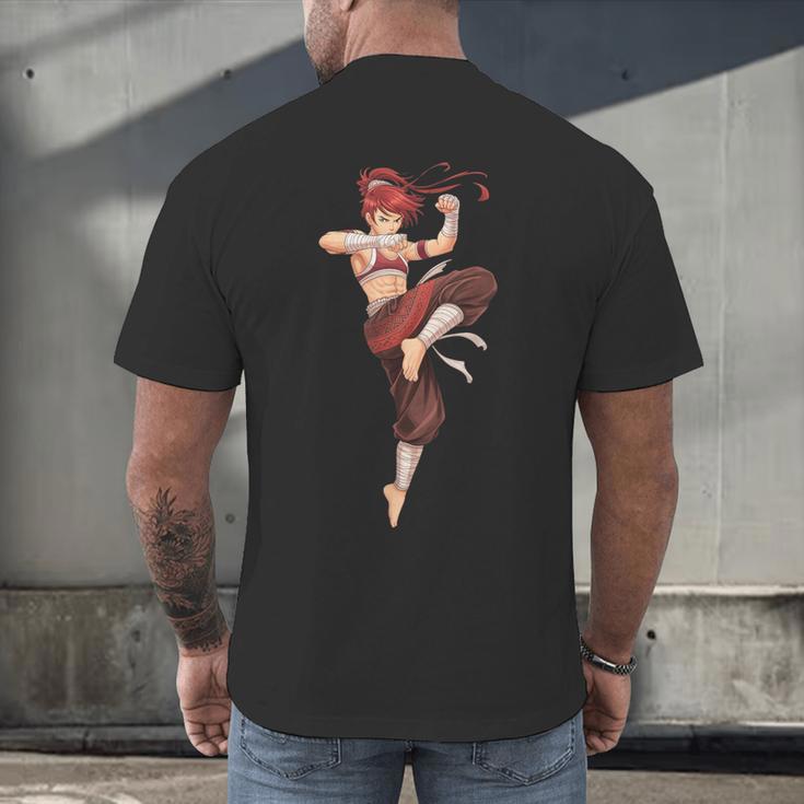 Muay Thai Girl Anime Japan Thaiboxer Kickboxing Muay Thai Men's Back Print T-Shirt