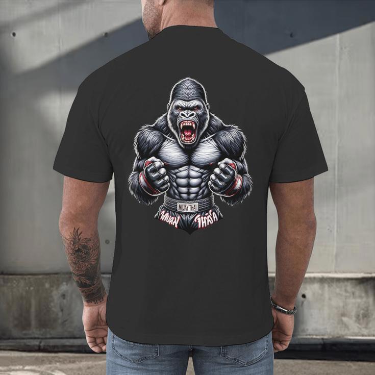 Muay Thai Gorilla Thai Boxing And Fighting Men's Back Print T-Shirt