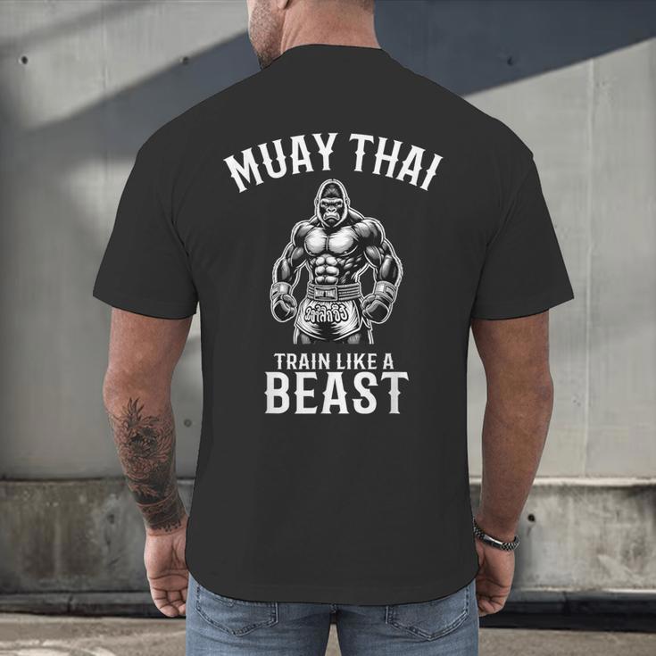 Muay Thai Gorilla Kickboxing And Gorilla Thai Boxing Men's Back Print T-Shirt