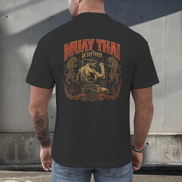 Muay Thai Grandpa Vintage Thai Boxing Fighter Art Men's Back Print T-Shirt