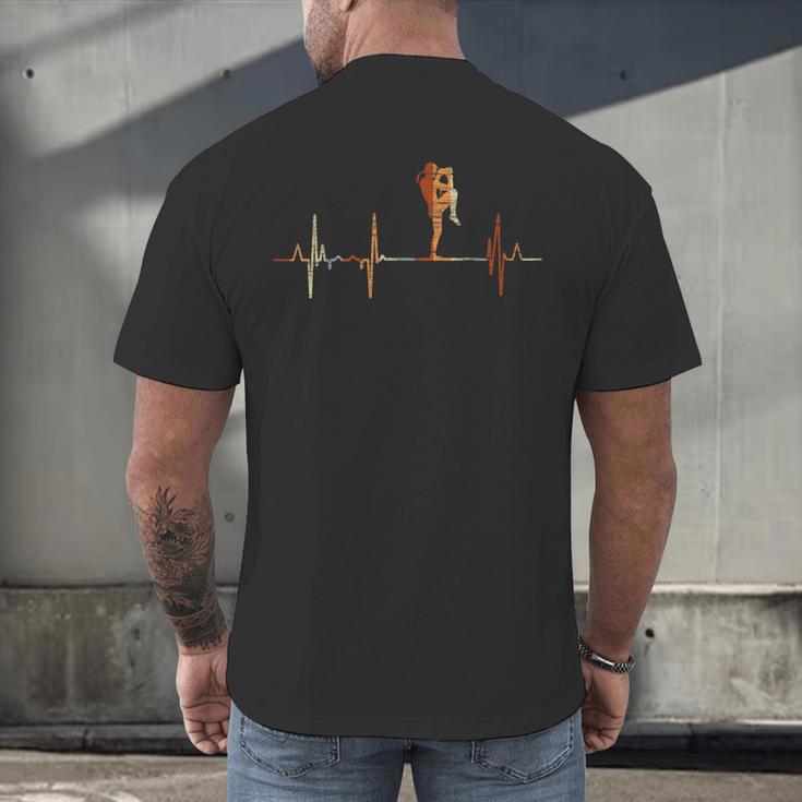 Muay Thai Heartbeat Vintage ECG Cardiogram Retro Men's Back Print T-Shirt