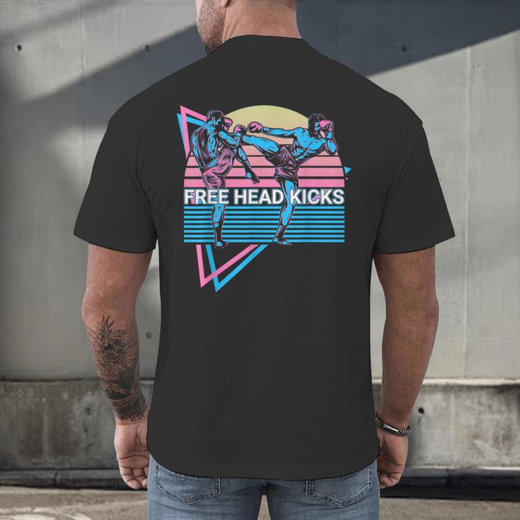 Muay Thai Kickboxing Retro Free Head Kicks Men's Back Print T-Shirt