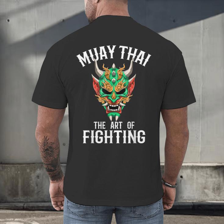 Muay Thai Oni Mask Thai Boxing And Kickboxing Men's Back Print T-Shirt Muay Thai Oni Mask Thai Boxing And Kickboxing Men's Back Print T-Shirt
