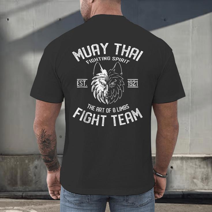 Muay Thai Wolf Fight Team Nak Muay Kickboxing Men's Back Print T-Shirt Muay Thai Wolf Fight Team Nak Muay Kickboxing Men's Back Print T-Shirt