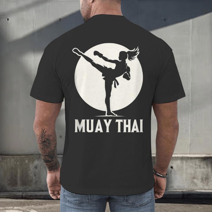 Muay Thai Woman Image Men's Back Print T-Shirt Muay Thai Woman Image Men's Back Print T-Shirt