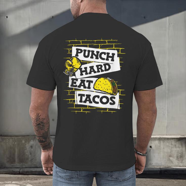 Punch Hard Eat Tacos Professional Boxer Muay Thai Boxing Men's Back Print T-Shirt Punch Hard Eat Tacos Professional Boxer Muay Thai Boxing Men's Back Print T-Shirt