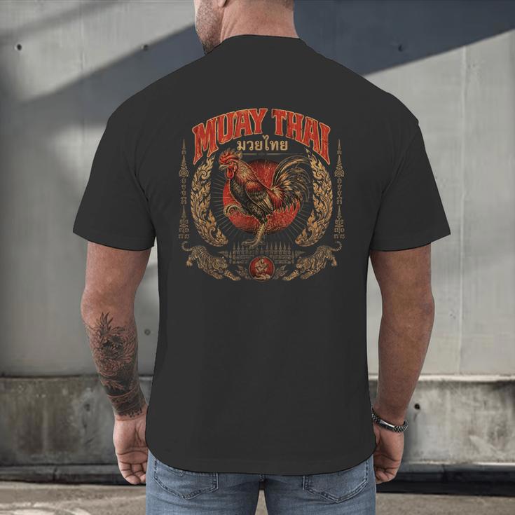 Retro Muay Thai Woman Thai Boxing Warrior Fighter Chicken Men's Back Print T-Shirt