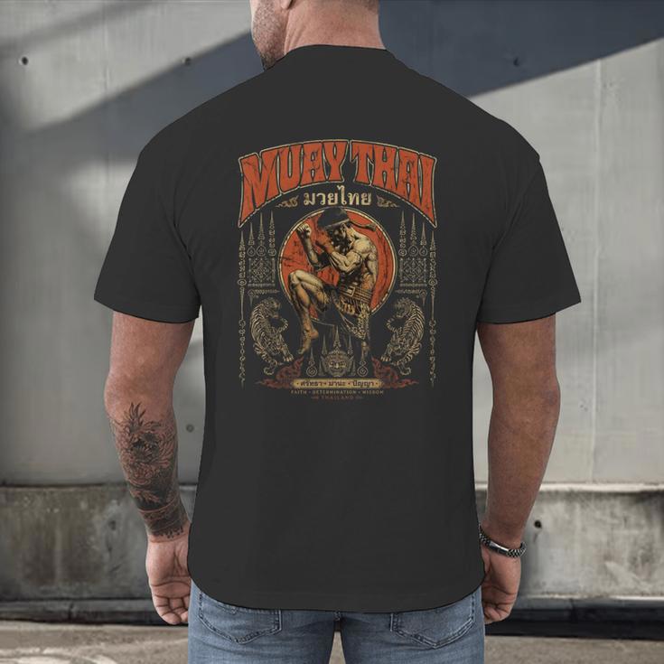Retro Nak Muay Muay Thai Fighter Thai Boxing Gym Men's Back Print T-Shirt