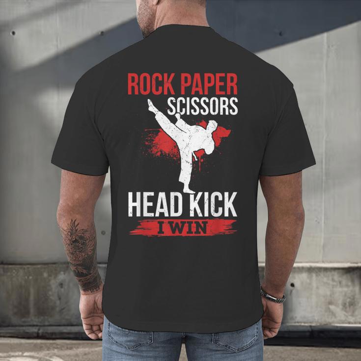 Rock Paper Scissors Head Kick I Win Muay Thai Men's Back Print T-Shirt
