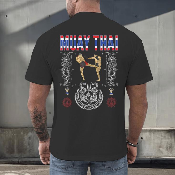 Sawadee Thai Traditional Sak Yant Thai Twin Tiger Muay Thai Men's Back Print T-Shirt