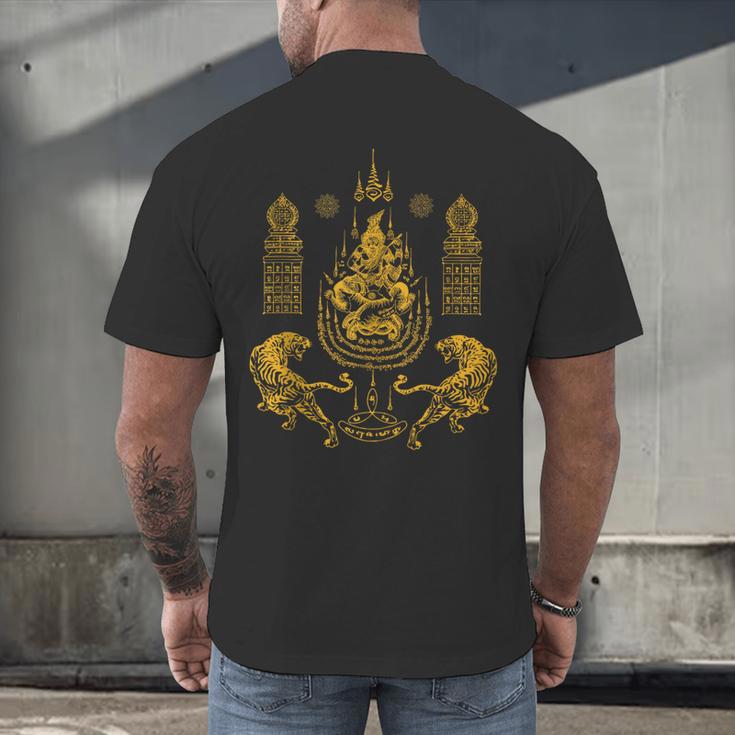 Sawadee Thai Traditional Sak Yant Thai Twin Tigers Muay Thai Men's Back Print T-Shirt Sawadee Thai Traditional Sak Yant Thai Twin Tigers Muay Thai Men's Back Print T-Shirt