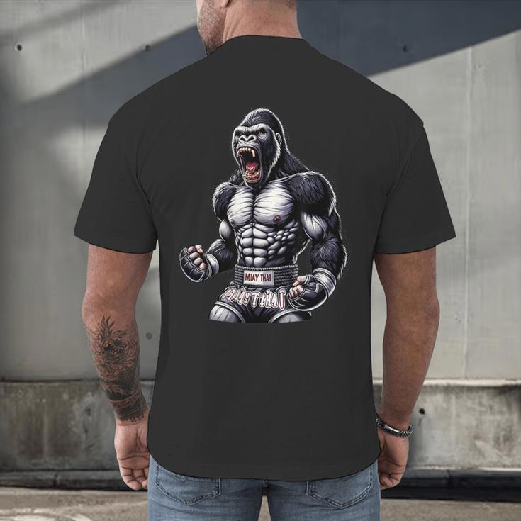 Strong Muay Thai Gorilla Thai Boxing And Fighting Men's Back Print T-Shirt