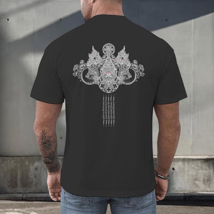 Thai Sak Yant Tattoo Muay Thai Art Men's Back Print T-Shirt Thai Sak Yant Tattoo Muay Thai Art Men's Back Print T-Shirt