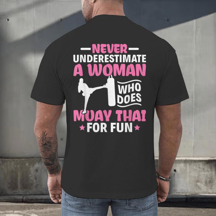 Never Underestimate A Woman Thai Boxing Muay Thai Fighter Men's Back Print T-Shirt Never Underestimate A Woman Thai Boxing Muay Thai Fighter Men's Back Print T-Shirt