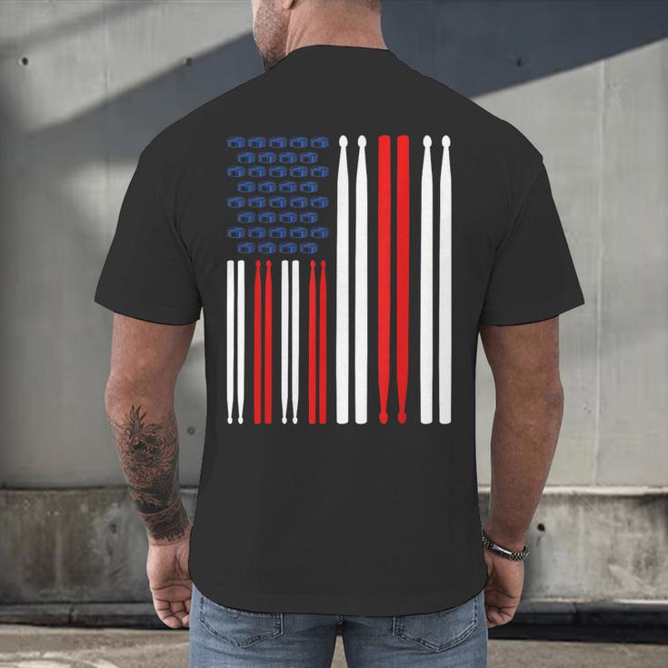 USA Flag Drummer Music Drum Kit Men's Back Print T-Shirt USA Flag Drummer Music Drum Kit Men's Back Print T-Shirt