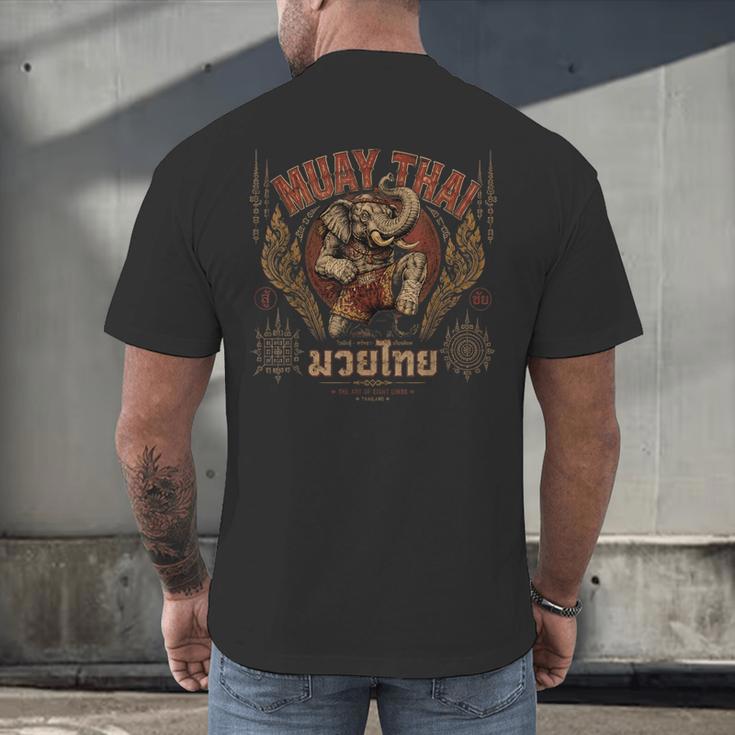 Vintage Muay Thai Chaiya Thai Boxing Fighter Style Elephant Men's Back Print T-Shirt Vintage Muay Thai Chaiya Thai Boxing Fighter Style Elephant Men's Back Print T-Shirt
