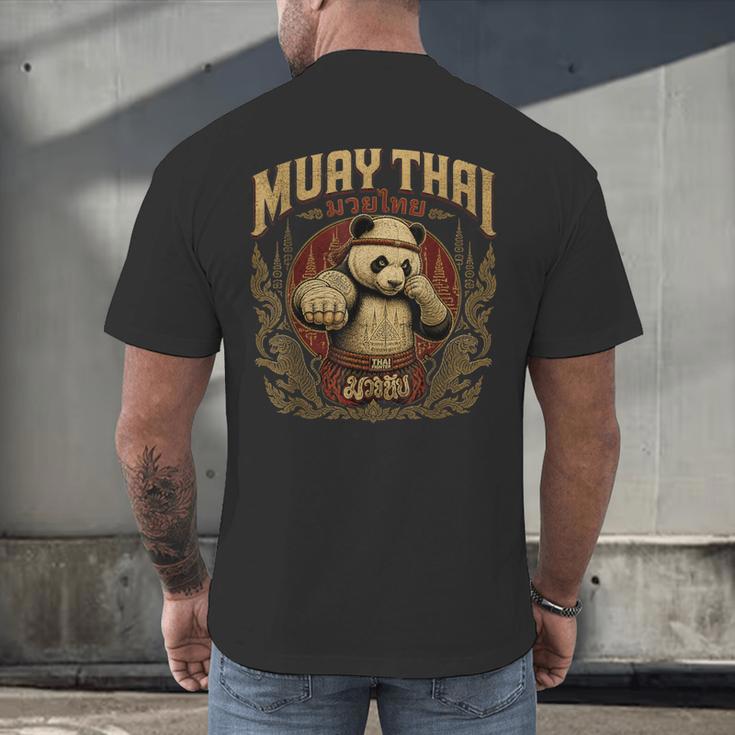 Vintage Muay Thai Gym Thai Boxing Training Fighter Panda Men's Back Print T-Shirt