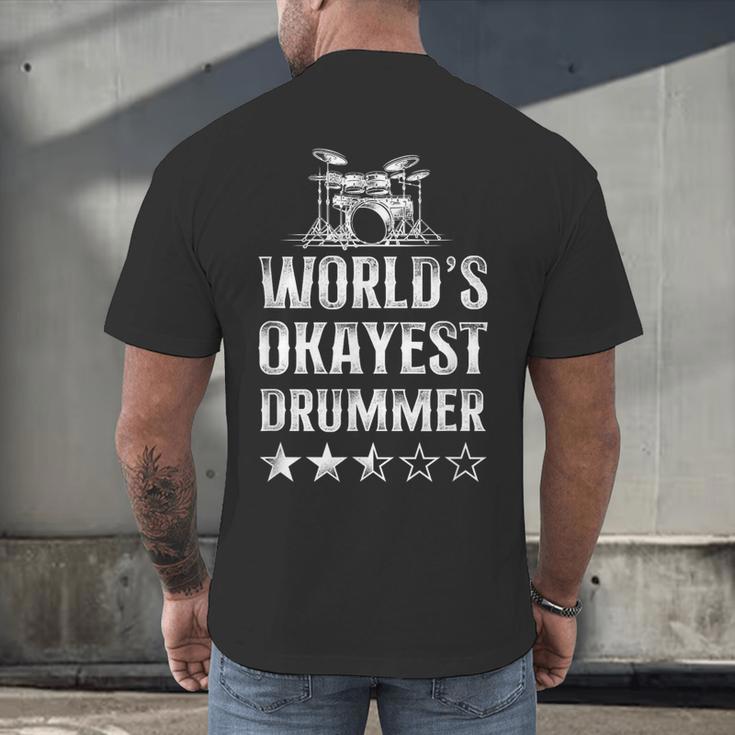 Vintage World'S Okayest Drummer Drum Kit Men's Back Print T-Shirt Vintage World'S Okayest Drummer Drum Kit Men's Back Print T-Shirt