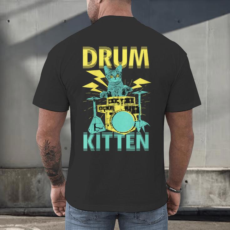 Women's Cute Drummer Cat Drum Kitten Men's Back Print T-Shirt