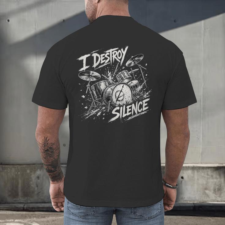 Women's Drum Kit I Destroy Silence Art Men's Back Print T-Shirt Women's Drum Kit I Destroy Silence Art Men's Back Print T-Shirt
