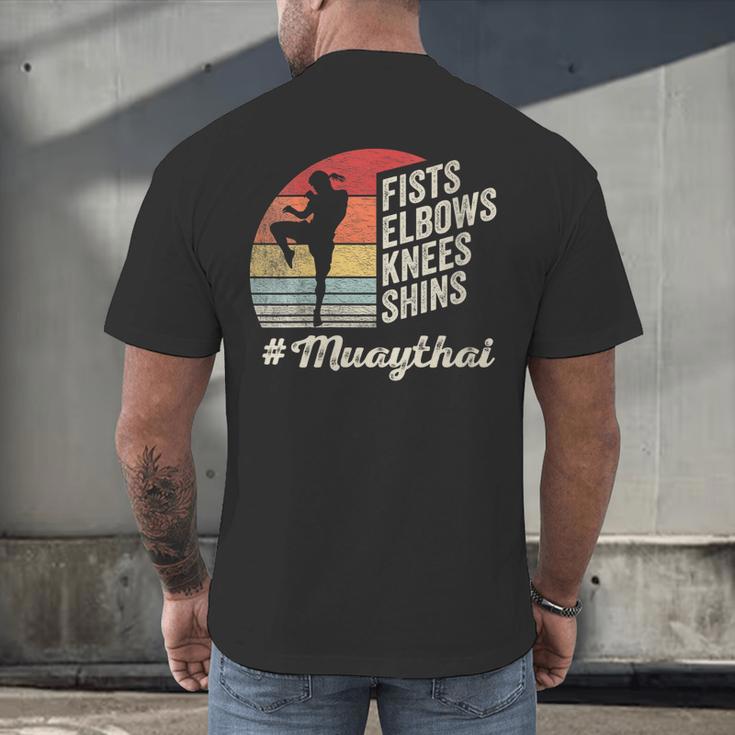 Women's Muay Thai Martial Arts Fighter Retro Vintage Sunset Graphic Men's Back Print T-Shirt Women's Muay Thai Martial Arts Fighter Retro Vintage Sunset Graphic Men's Back Print T-Shirt