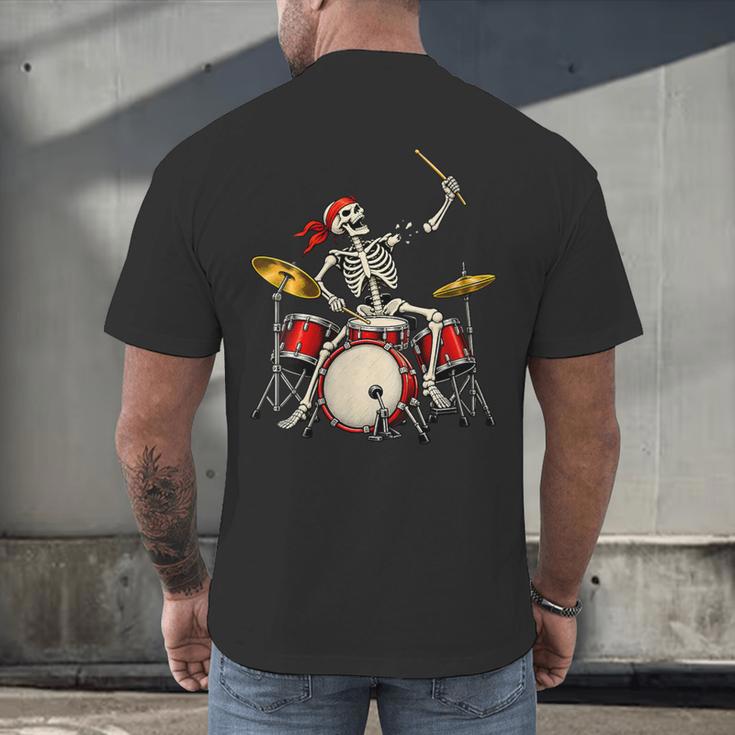 Women's Skeleton Drummer Skull Drum Kit Halloween Men's Back Print T-Shirt Women's Skeleton Drummer Skull Drum Kit Halloween Men's Back Print T-Shirt