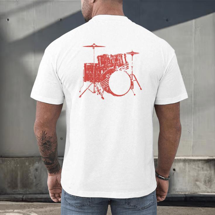 Drum Kit Drummer Band Musical Instrument Rock Music Men's Back Print T-Shirt Drum Kit Drummer Band Musical Instrument Rock Music Men's Back Print T-Shirt