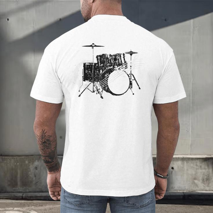 Drum Kit Drummer Band Musical Instrument Rock Music Raglan Baseball Tee Men's Back Print T-Shirt Drum Kit Drummer Band Musical Instrument Rock Music Raglan Baseball Tee Men's Back Print T-Shirt