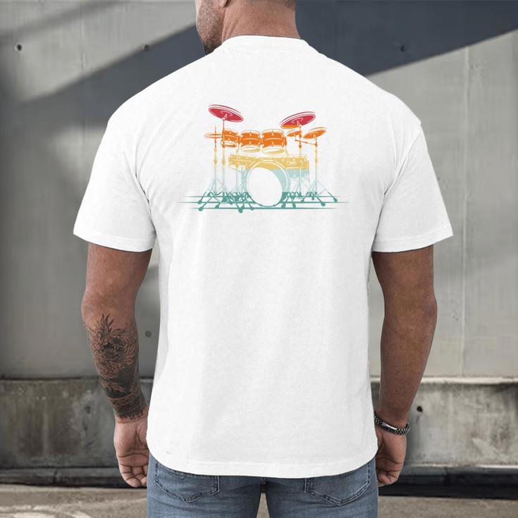 Drum Kit Musical Retro Instrument Musician Men's Back Print T-Shirt Drum Kit Musical Retro Instrument Musician Men's Back Print T-Shirt