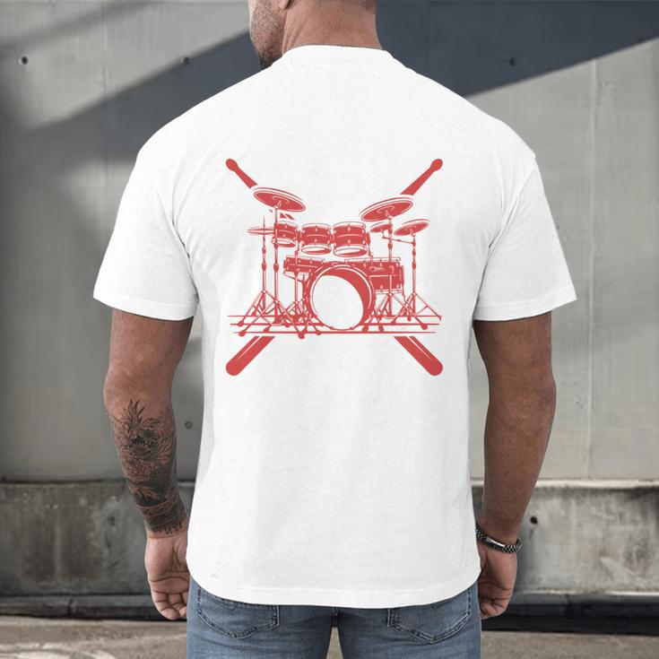 Drum Kit Percussion For Drummer Percussionist Musician Men's Back Print T-Shirt Drum Kit Percussion For Drummer Percussionist Musician Men's Back Print T-Shirt
