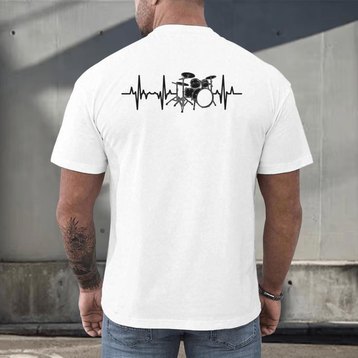 Drum Kit Pulse Line Rock Artist Drum Set Men's Back Print T-Shirt Drum Kit Pulse Line Rock Artist Drum Set Men's Back Print T-Shirt