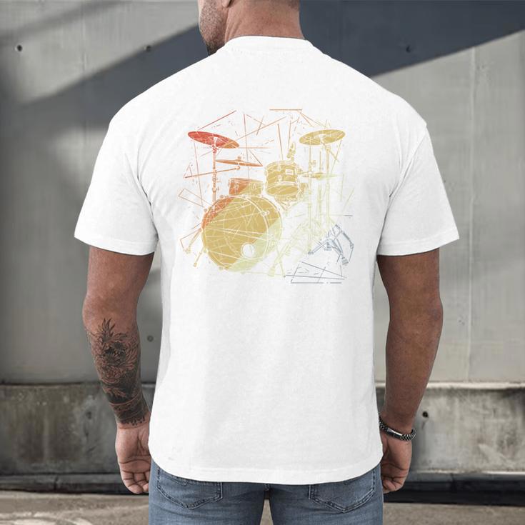 Drum Kit Retrowave Drums Men's Back Print T-Shirt Drum Kit Retrowave Drums Men's Back Print T-Shirt
