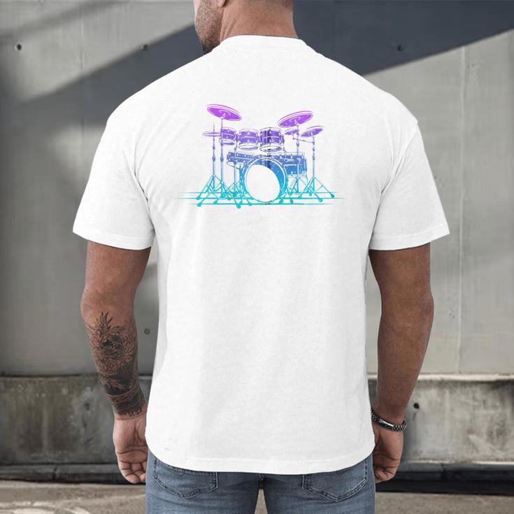 Drum Kit Set Drummer Zip Men's Back Print T-Shirt Drum Kit Set Drummer Zip Men's Back Print T-Shirt