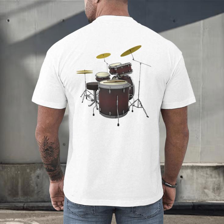 Drummer Drum Kit Raglan Baseball Tee Men's Back Print T-Shirt Drummer Drum Kit Raglan Baseball Tee Men's Back Print T-Shirt