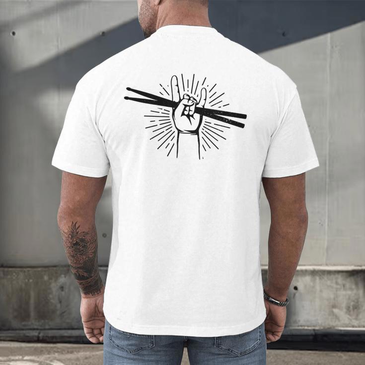 Drummer Drum Kit Rock & Roll Music Drummer Men's Back Print T-Shirt Drummer Drum Kit Rock & Roll Music Drummer Men's Back Print T-Shirt