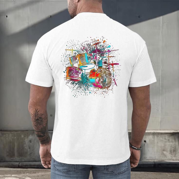 Drums Pop Art Drummer Drum Kit Men's Back Print T-Shirt