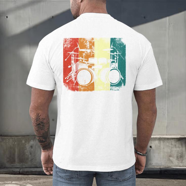 Drumset Cool Retro Vintage Drum Kit Drummer Music Percussion Men's Back Print T-Shirt Drumset Cool Retro Vintage Drum Kit Drummer Music Percussion Men's Back Print T-Shirt