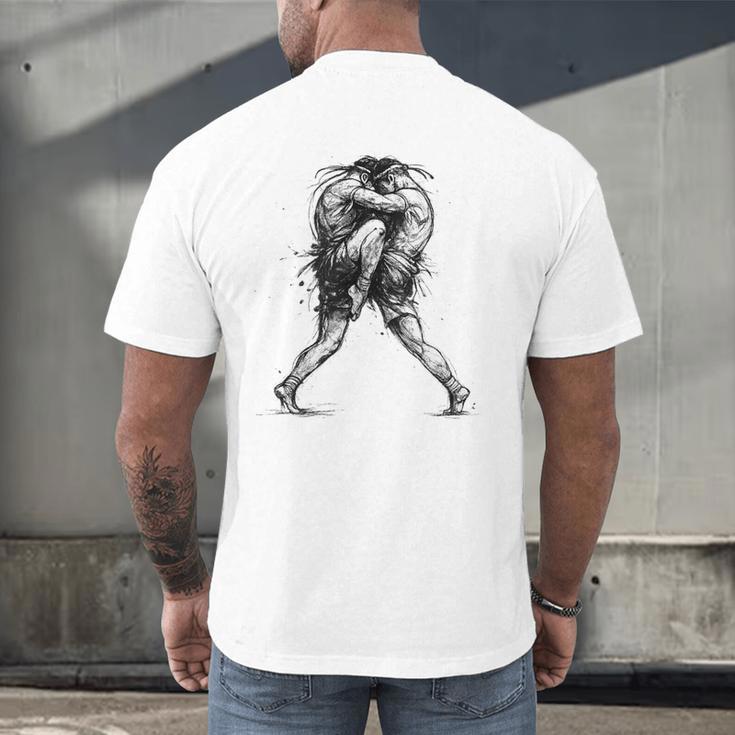 Muay Thai Kickboxing Nak Muay Thai Boxing Fighter Men's Back Print T-Shirt Muay Thai Kickboxing Nak Muay Thai Boxing Fighter Men's Back Print T-Shirt