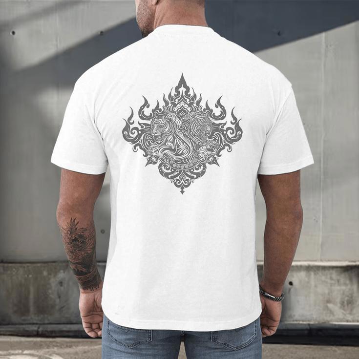 Sak Yant Muay Thai MMA Tattoo Twin Tiger Martial Art Boxing Men's Back Print T-Shirt Sak Yant Muay Thai MMA Tattoo Twin Tiger Martial Art Boxing Men's Back Print T-Shirt