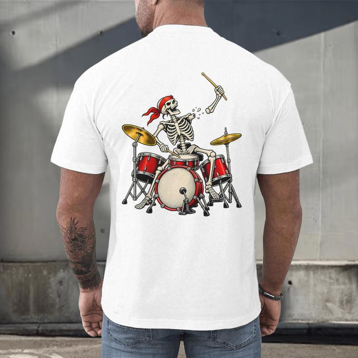 Skeleton Drummer Skull Drum Kit Halloween Raglan Baseball Tee Men's Back Print T-Shirt Skeleton Drummer Skull Drum Kit Halloween Raglan Baseball Tee Men's Back Print T-Shirt