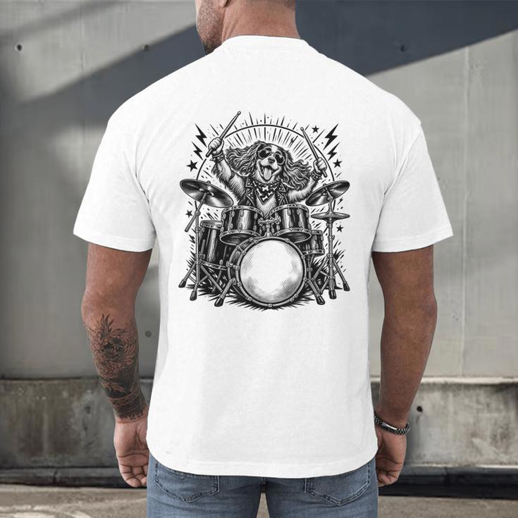 Spaniel Rock Drum Kit Men's Back Print T-Shirt Spaniel Rock Drum Kit Men's Back Print T-Shirt