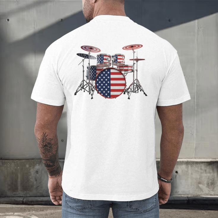 USA Patriotic Drum Kit American Flag Drum Set Men's Back Print T-Shirt USA Patriotic Drum Kit American Flag Drum Set Men's Back Print T-Shirt