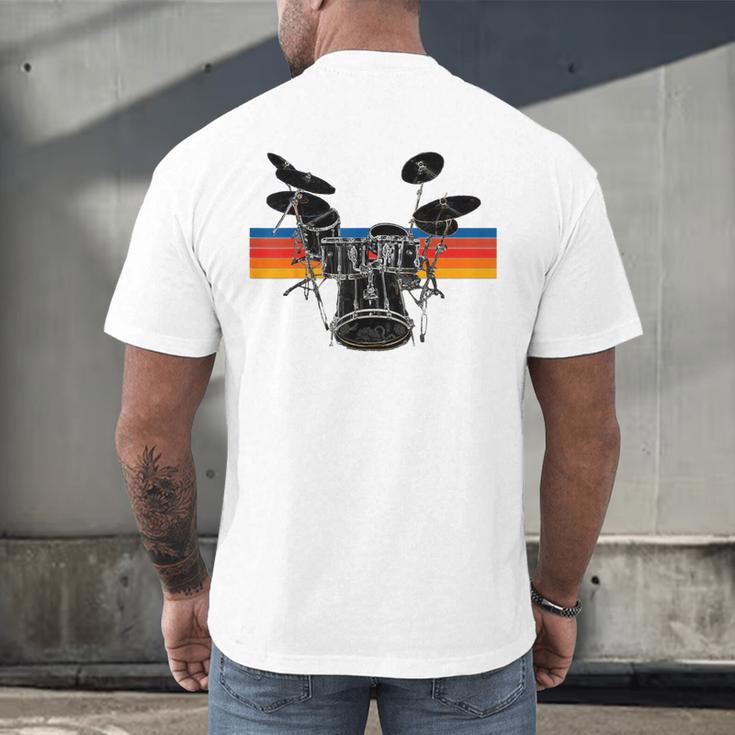 Vintage Drum Kit Drummer Rock Band Drums Men's Back Print T-Shirt Vintage Drum Kit Drummer Rock Band Drums Men's Back Print T-Shirt