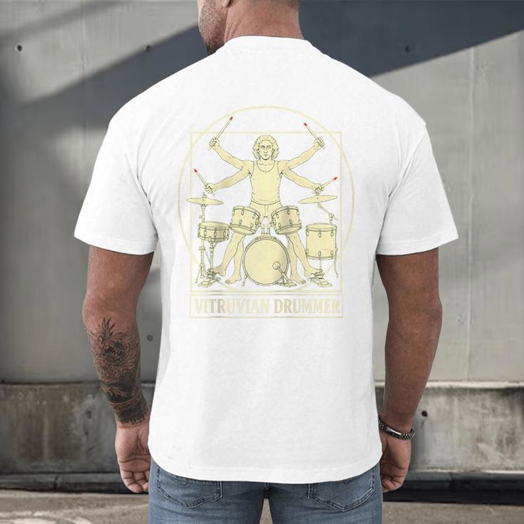 Vitruvian Drummer Drum Kit Music Lover Musician Men Raglan Baseball Tee Men's Back Print T-Shirt