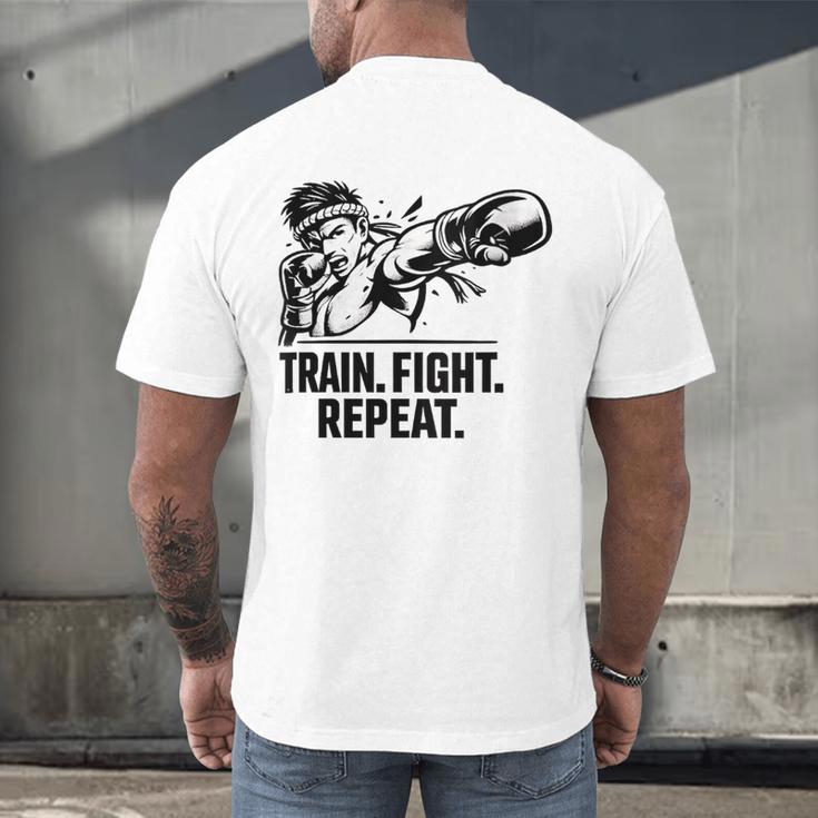 Women's Train Fight Repeat Nak Muay Thai Boxing Fighter Men's Back Print T-Shirt