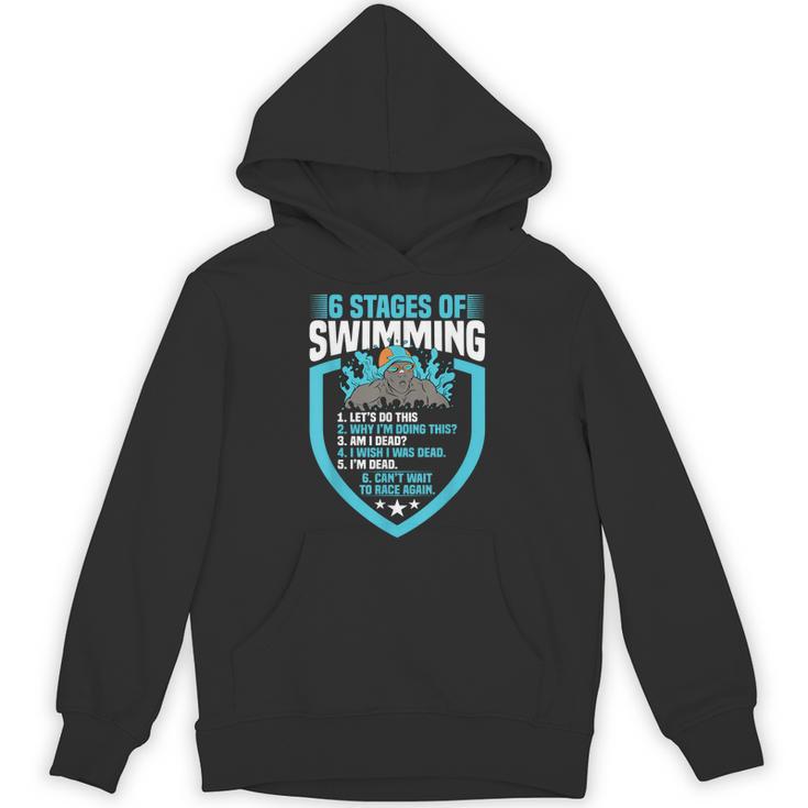 6 Stages Of Swimming Joke Sports Athlete Pool Swimmer Unisex Hoodie